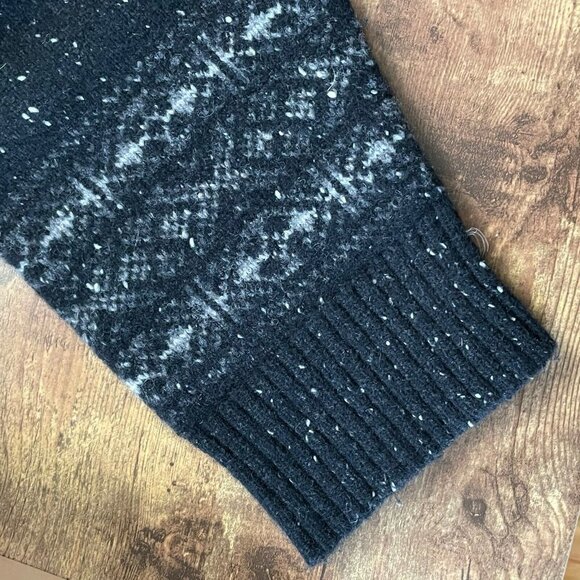 Eskandar Womens Black Tweed Fair Isle Cardigan Sweater Wool Cashmere O/S One Sz - Picture 7 of 9